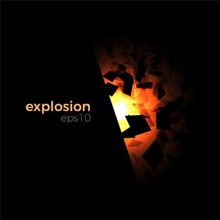 Space explosion vector concept. Abstract geometric background. Dynamic shapes and particles, light effects.のイラスト素材