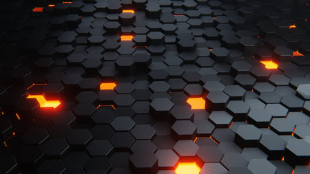 Abstract futuristic surface concept with hexagons.