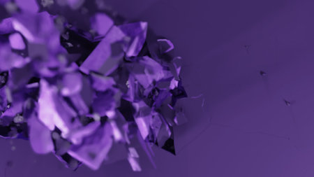 Aesthetic Abstract Purple Crystal Explosion with Complex Composition and Bold Geometryの写真素材