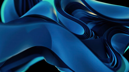 Abstract blue wave design on a black backdrop. Premium wave background for banners, posters or...