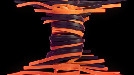This vibrant orange and black spiral art piece is perfect for modern displays and current contemporary decor trendsの写真素材