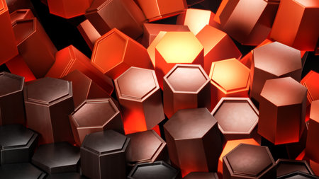 Abstract Geometric Shapes, Crafted with Striking Red and Black Colors, Exhibit Exceptional Artistic Qualitiesの写真素材