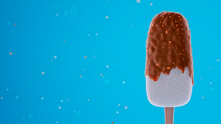 Indulge in a Delicious, Creamy Ice Cream Pop Positioned Beautifully Against a Bright and Vibrant...