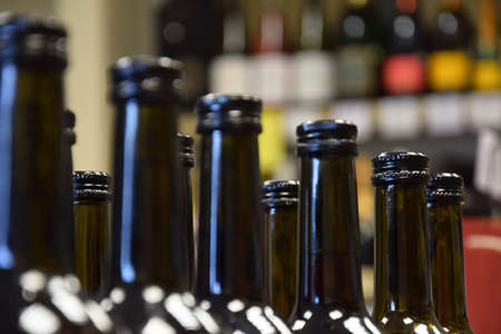 Wine bottles in wine store and ready for home deliveryの写真素材