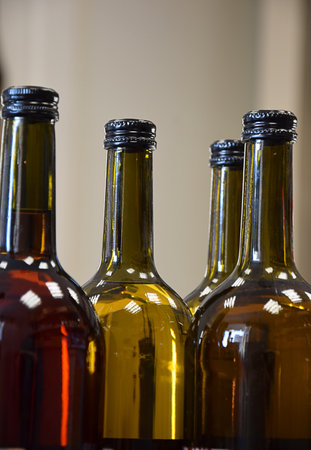 Wine bottles in wine store and ready for home deliveryの写真素材