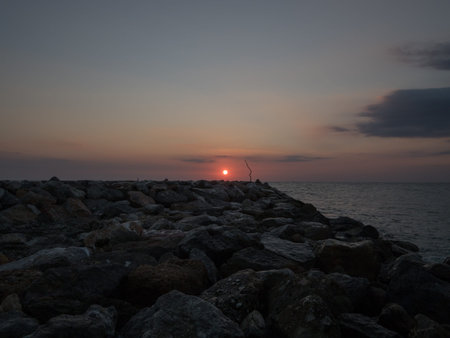 Dawn at quietly Beachの写真素材