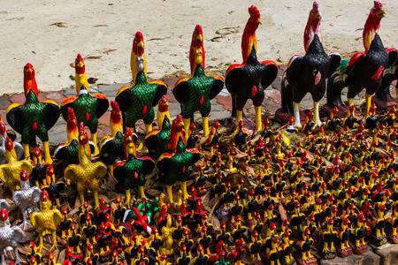 simulated animals in King tak sin shrine Chanthaburi Thailandの写真素材