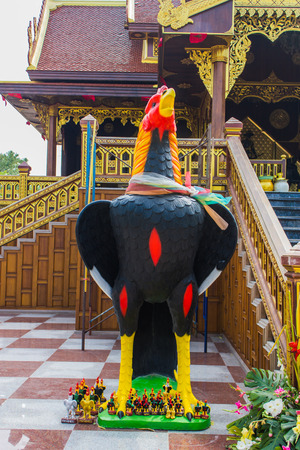 simulated chicken in King tak sin shrine Chanthaburi Thailandの写真素材