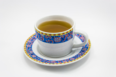 a cup of hot green teaの写真素材