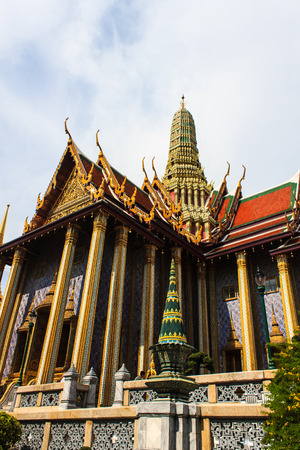 Golden Pagoda Thai Stupa in Grand Palace - at Wat Phra Kaew, Temple of the Emerald Buddha, Bangkok, Thailand.のeditorial素材