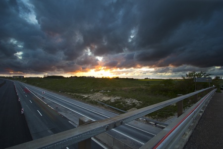 highway at duskの写真素材