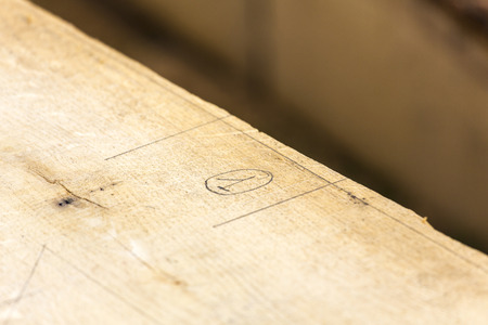 carpenter pencil marks on timberの写真素材