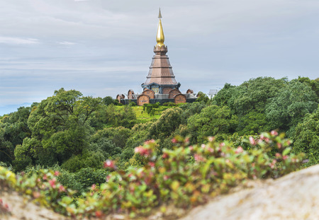 Pagoda Doi Inthanon National Park in Chaingmai, Thailandの写真素材