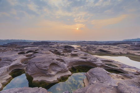 Sunset Grand Canyon Sam Pan Bok at Ubonratchathani Province Thailandの写真素材