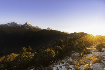 View from Poon Hill 3210m in Nepalの写真素材