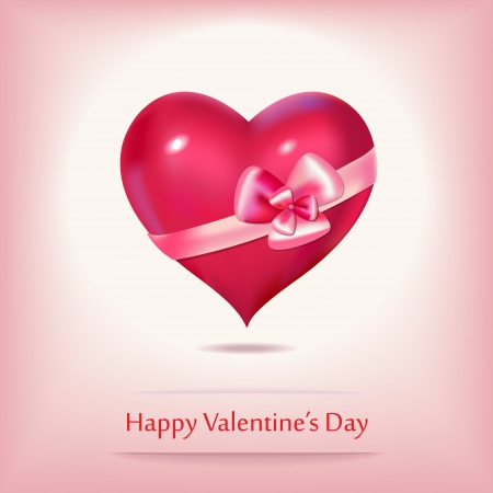 Valentines card with heart, ribbon and bowのイラスト素材