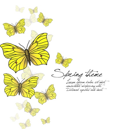 Spring vector background - butterflies on whiteのイラスト素材