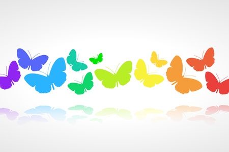 Colorful butterflies background on whiteのイラスト素材