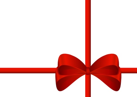 Red  ribbon on white backgroundの写真素材