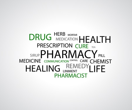  background - pharmacy related words on whiteのイラスト素材