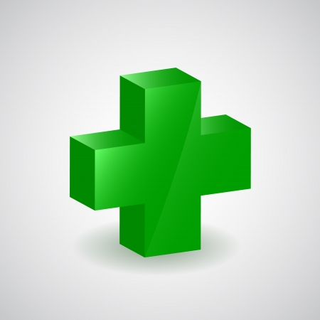 Pharmacy symbol - green cross on whiteのイラスト素材