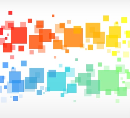 Modern vector abstract background - colorful squares on white, two linesのイラスト素材