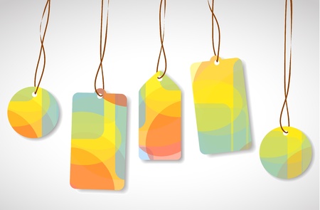 Colorful vector tags of different shapesのイラスト素材