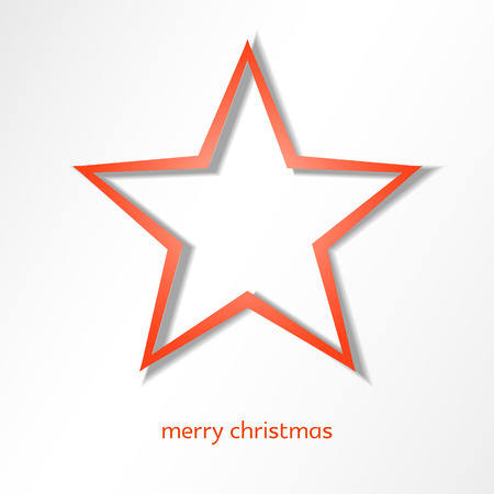 Red star on white with Merry Christmas textのイラスト素材