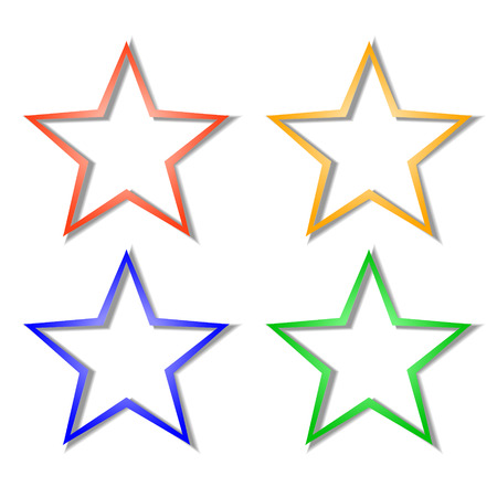 Set of Christmas stars, shadows on whiteのイラスト素材