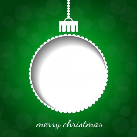 Paper vector christmas bauble with shadow on green abstract backgroundのイラスト素材