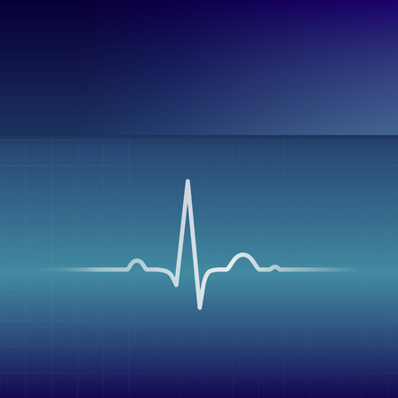 White EKG line, blue background and place for text.のイラスト素材