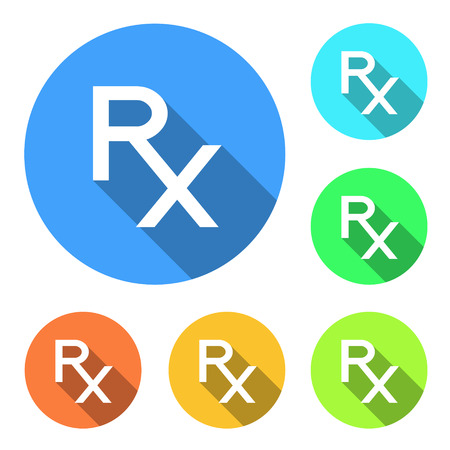 Rx as a prescription symbol on circles of different colorsのイラスト素材