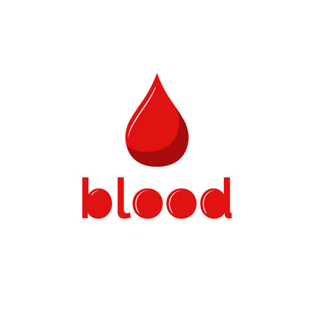 Red blood drop on white background. Red blood style text. Donate blood.のイラスト素材