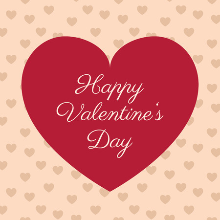 Valentines Day vector design. Red heart with text and seamless pattern with hearts in the background. Happy Valentines Day!のイラスト素材