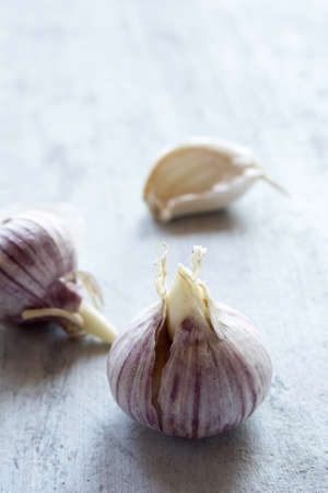 Garlic in a basket, alternative medicine against viruses. spicesの写真素材
