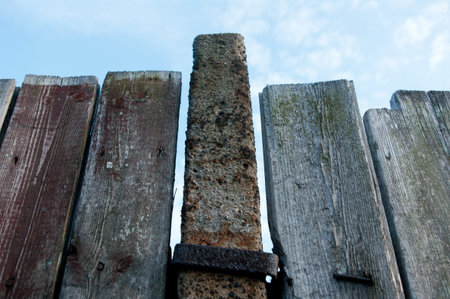 Wooden fence in the sky の写真素材