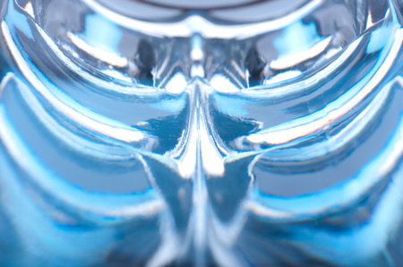 Blue abstract glass shape of a rib.の写真素材