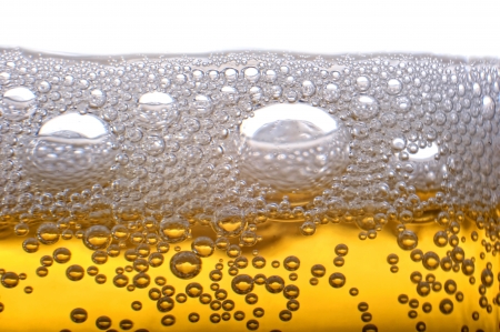 Beer bubbles in the high magnification and close-up.の写真素材