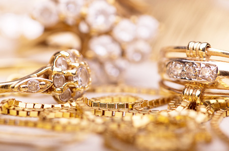 Gold jewelry for elegant women.の写真素材