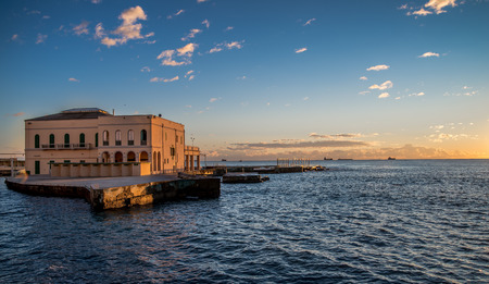 Beautiful winter sunset on the sea in Leghornのeditorial素材