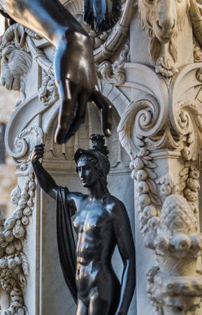 Close-up on a detail of Perseus and Medusa statues in Florenceのeditorial素材