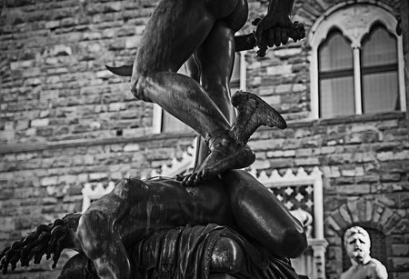 Winged foot of Perseus after his victory against Medusa in Florenceのeditorial素材