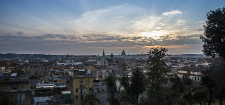 Cityscape of Rome at sunset from Pincio hillの写真素材