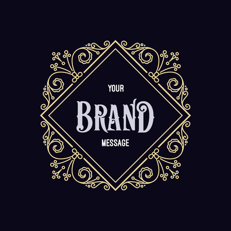 Vintage Label Template. Retro design for Invitations, Posters, Badges, Logotypes and other design. Flourishes calligraphic.のイラスト素材