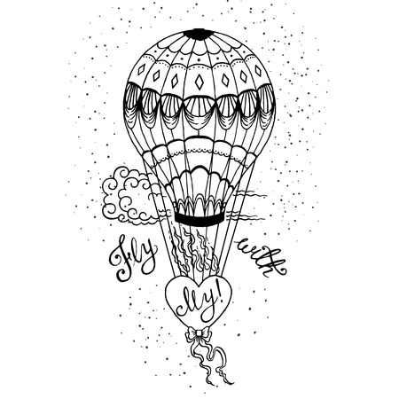 Hand drawn lettering poster. Fly With My Love - inspirational quote. Vector hand drawn typography design for T-shirt design,home decor element or other product.のイラスト素材