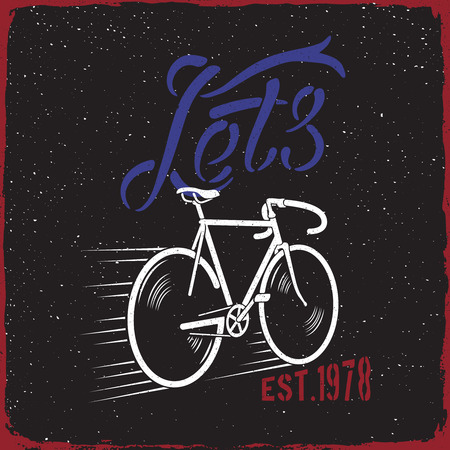 Vintage bicycle quote typography design. Tee or apparel print design with grunge effect.のイラスト素材