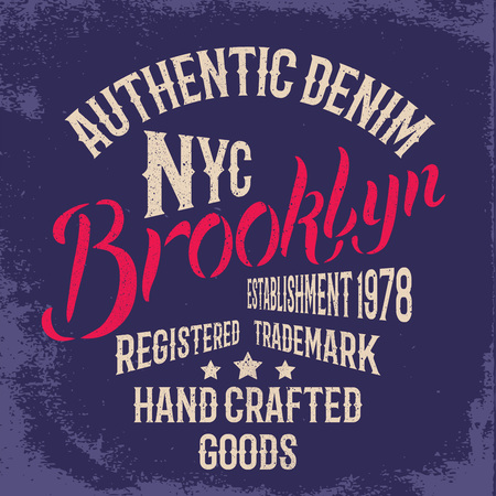 Brooklyn City vintage illustration. Tee or apparel print design with grunge effect.のイラスト素材