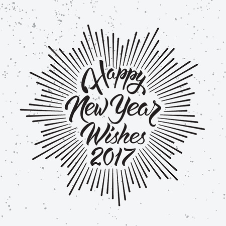 Happy New Year Wishes 2017.Calligraphy Hand drawn invitation design for greeting card.のイラスト素材