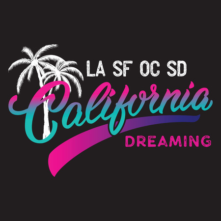 California calligraphic design with palm silhouette.のイラスト素材