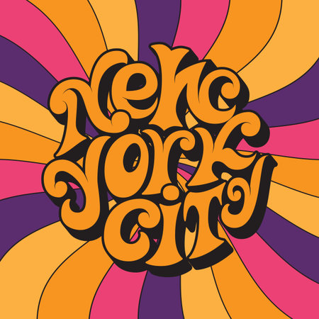 New York city.Classic psychedelic 60s and 70s lettering.Retro